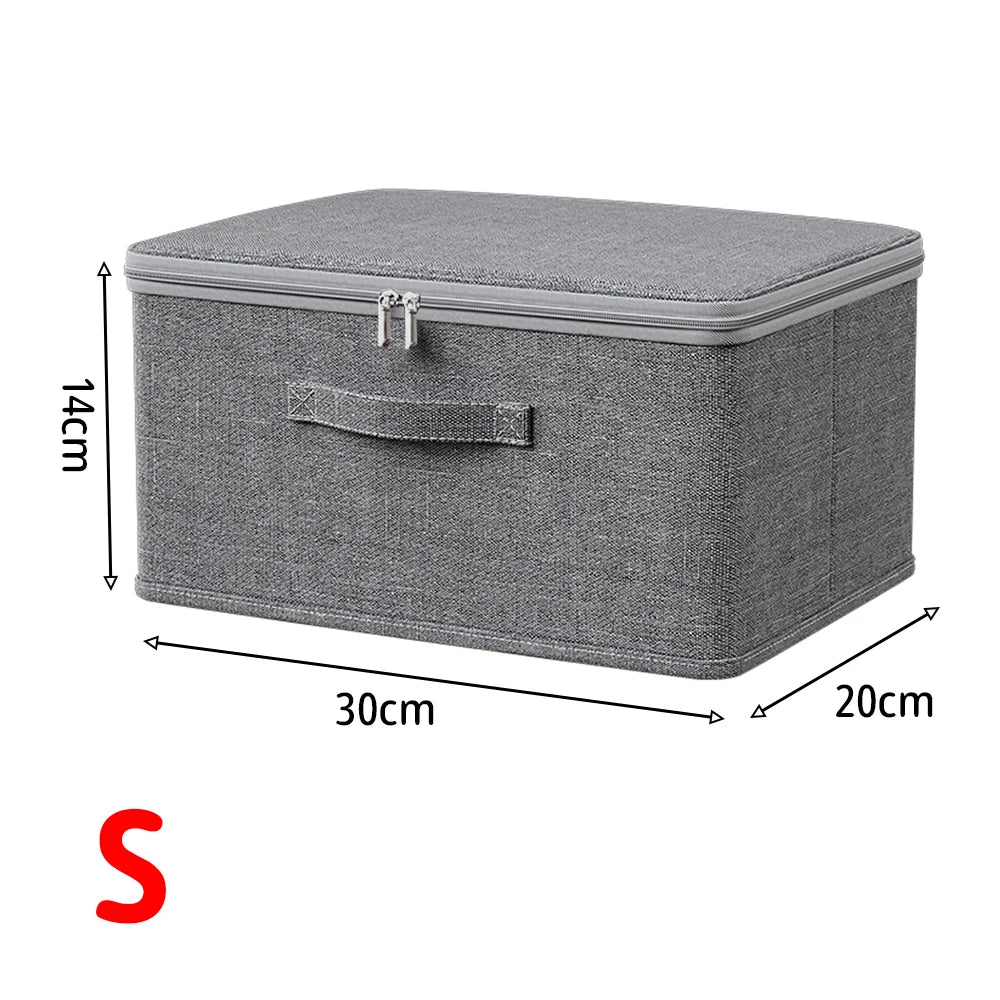 Foldable Storage Box with Cover,Clothes Storage Box with Zipper,Large Capacity Quilt Storage Box Wardrobe Underwear Organizer Bo