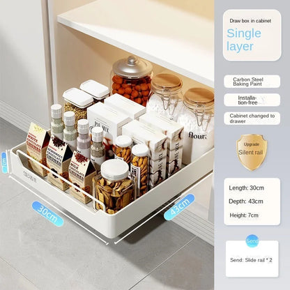 Pull Out Cabinet Organizer with Slide Rails Storage Rack