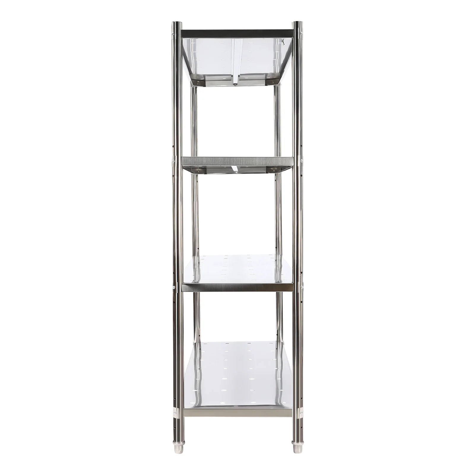 Stainless Steel Shelving, 4 Tier Adjustable Shelf Storage Heavy Duty Shelving Heightened Bottom for Storing and Displaying Goods