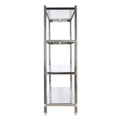 Stainless Steel Shelving, 4 Tier Adjustable Shelf Storage Heavy Duty Shelving Heightened Bottom for Storing and Displaying Goods