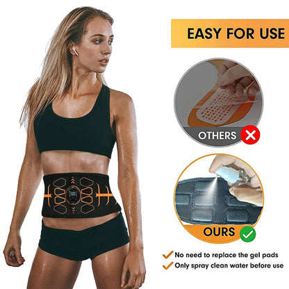 Smart Muscle Toner Abdominal Toning Belt Ab Trainer EMS Muscle Stimulator Recharge Weight Loss Massage Fitness Equipment Unisex