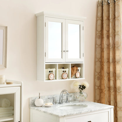 Bathroom Storage Cabinet, Medicine Cabinets for Bathroom with Mirror, 2 Doors 4 Adjustable Shelf + 3 Christmas Style Storage Bas