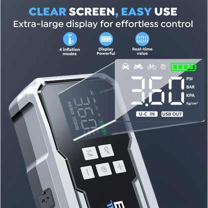 Car Emergency Jump Starter Air Pump 6000A/7000A Peak Tire Inflator Car Emergency Jump Starter With LED Light Power Bank