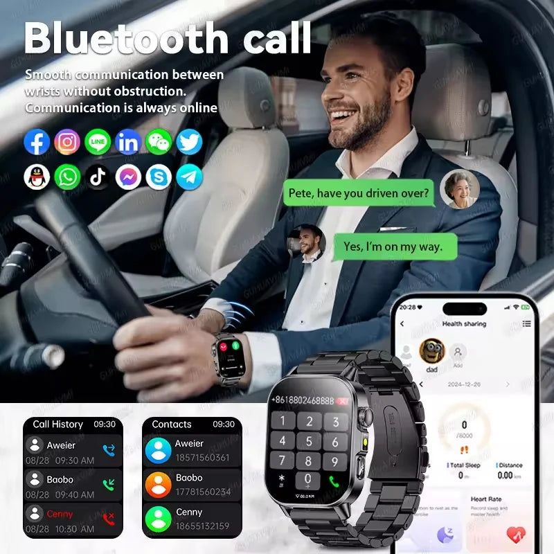 2026New ECG+PPG AI Health Diagnose Smart Watch Men Women Clock Blood Lipid BP Uric Acid Heart rate Tracker HD Call Smart Watch