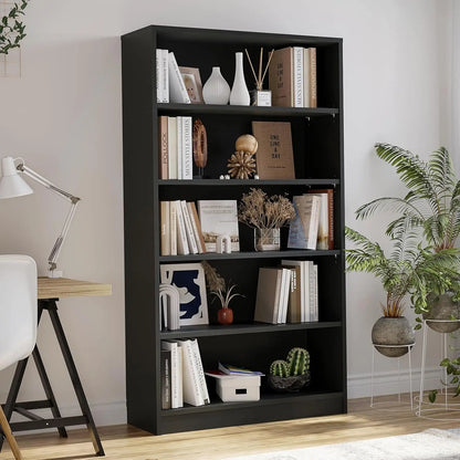 60 Inch Tall Bookcase,5 Shelf Bookshelves,Adjustable Bookshelf for Home Office,Black, Customized