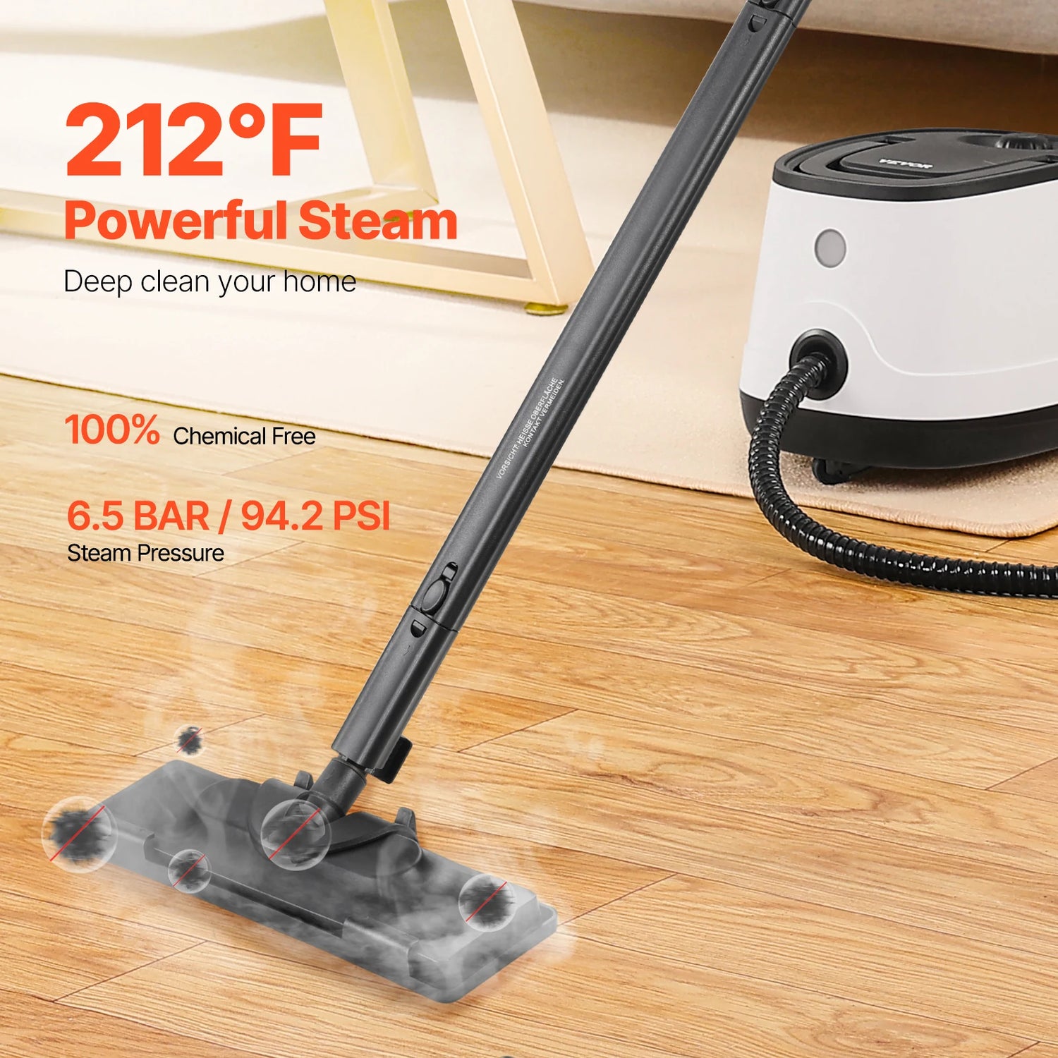 SucceBuy Steam Cleaner Multipurpose Powerful with 51oz Tank and Portable Handle for Grout Tile Floors Appliances Home&amp;Car