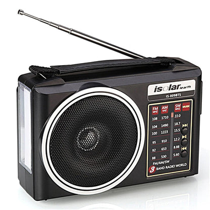 Portable FM/AM/SW Radio Solar Charging Multi Band Emergency Radios Receiver Bluetooth Speaker with Flashlight TF USB for Walk