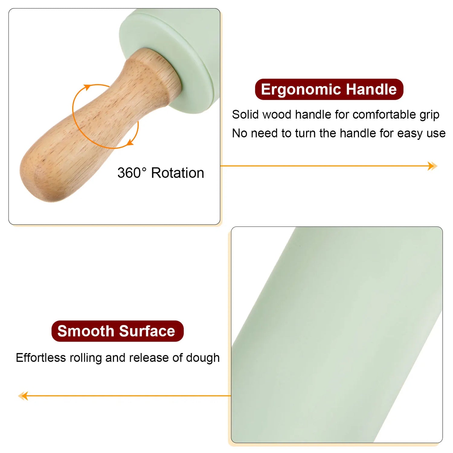 Silicone Rolling Pins for Baking 23.5cm x 4.2cm Light Green &amp; Blue