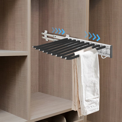 Bymaocar 46*32.5cm Pull Out Trousers Rack, Sliding Pants Rack, 9-rod Side Mounted Trouser Hanger