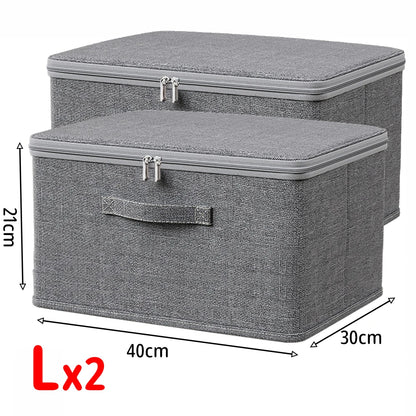 Foldable Storage Box with Cover,Clothes Storage Box with Zipper,Large Capacity Quilt Storage Box Wardrobe Underwear Organizer Bo