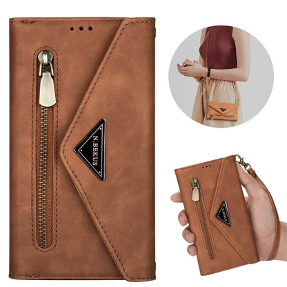 Zipper Wallet Leather Case for iPhone 14 13 15 Pro Max 12 Mini 11 X XR XS 8 7 6 6S Plus Se2022 Multi Card Solt Cover Hand Strap