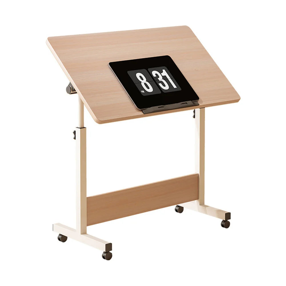 Small Standing Rable Adjustable Height Mobile Stand Up Desk With Wheels, Home Office Computer Workstations, 80x40cm Tabletop