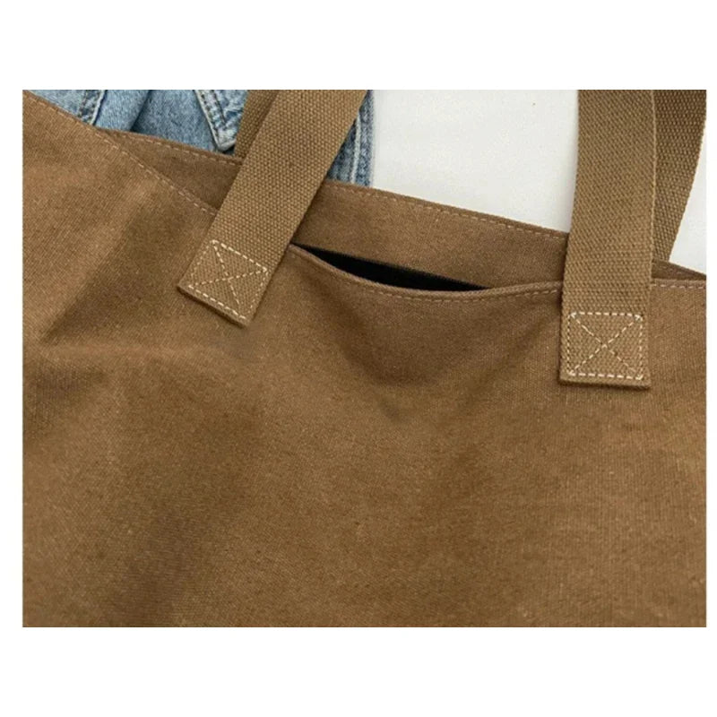 Women Canvas Tote Bag with Top Zipper, 35x25cm A4 Capacity, Casual Shoulder Handbag For Work Commuting by Arcnex