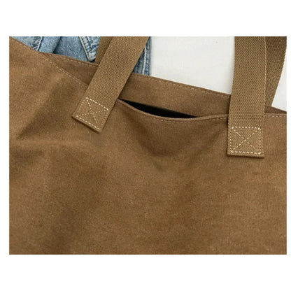 Women Canvas Tote Bag with Top Zipper, 35x25cm A4 Capacity, Casual Shoulder Handbag For Work Commuting by Arcnex