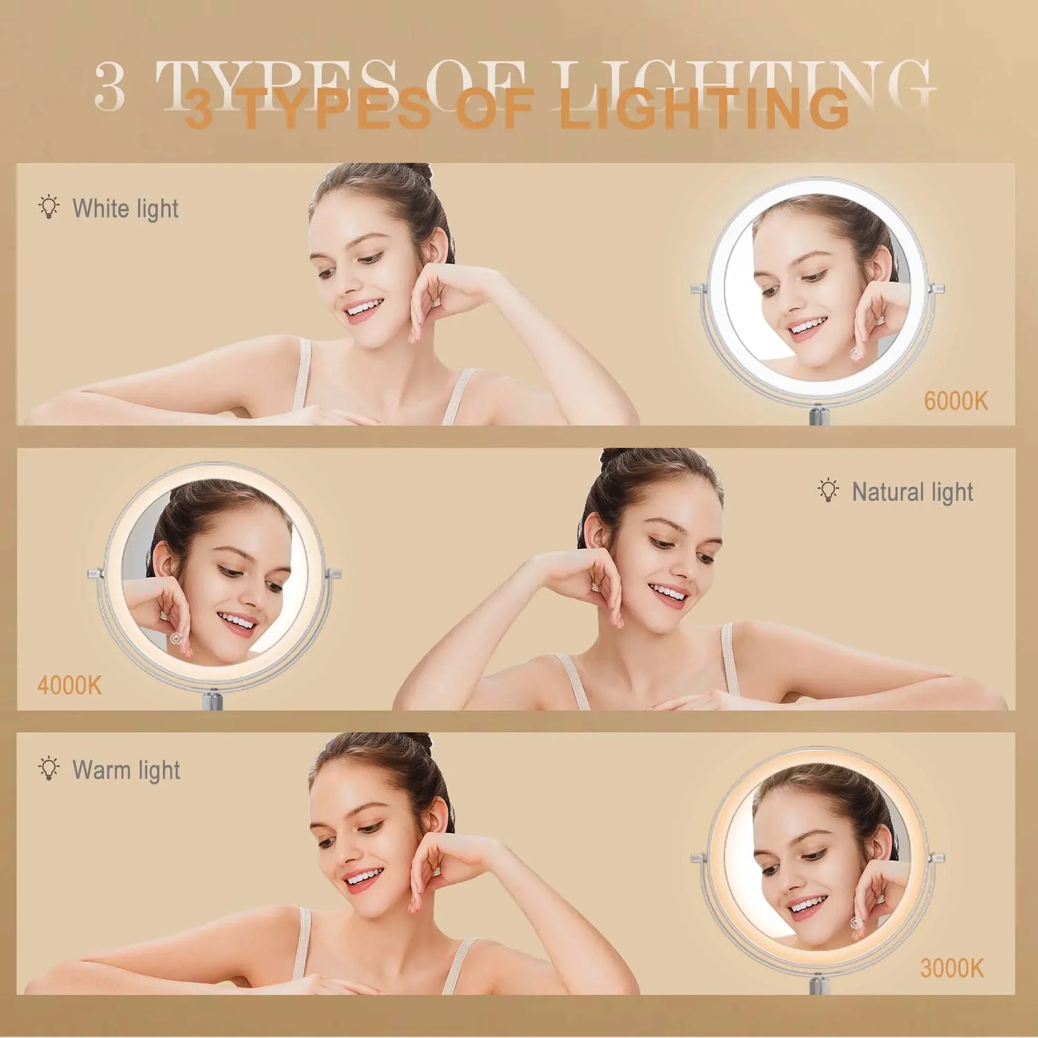 7 Makeup Mirror with Light USB Rechargeable 