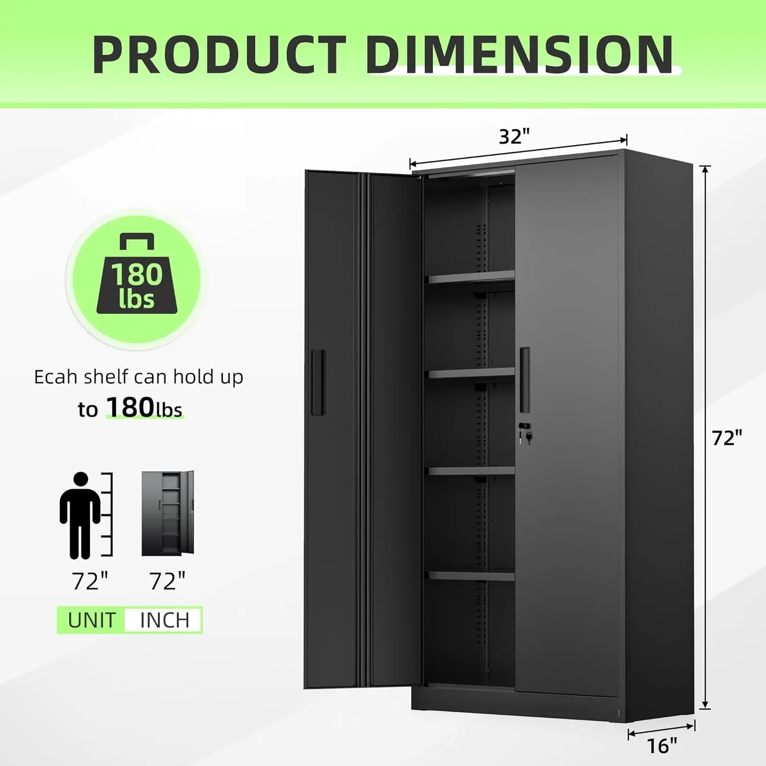 Metal Storage Cabinets with Lock, Tool Cabinet, 72" Locking Steel Storage, Tall Locker Organizer Garage Cabinets, Customized