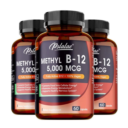 Vitamin B12 - 5000 MCG Supplement -Benefits Brain &amp; Heart Function, Supports Memory, Learning, Helps Boost Natural Energy