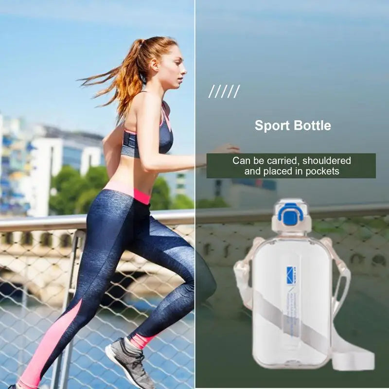 Travel Portable Bottle, 750ml Flat Water Bottle For Camping, Outdoor Hiking Straight Drinking Kettle, Saving Storage Bag Space