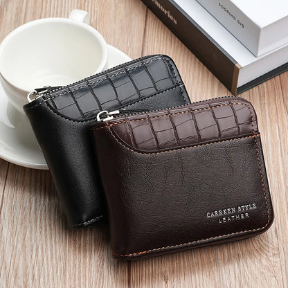 Leather Men’s Wallet Luxury Mens Purse Male Zipper Card Holders With Coin Pocket Rfid Wallets Gifts For Men Money Bag NEW