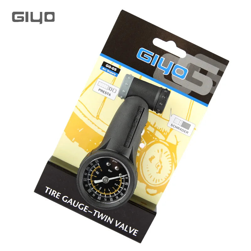 GIYO GG-05 160 PSI Tire Air Pressure Gauge Mini Portable Bicycle Air Tire Meter For Mountain Road Bicycle Presta Schrader Valve