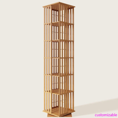 360° Rotating Bamboo CD/DVD Shelf - 6-Tier Space-Saving Media Storage Cabinet for Movies, Organizer with Super Compact Design