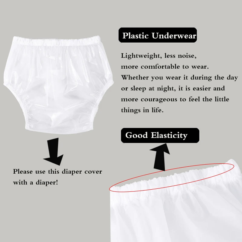 2pcs All-Day Comfort&amp; Adjustable Protection Adult Diaper Cover+1pc Wet Bag Washable Soft Transparent Teenagers Diaper Cover