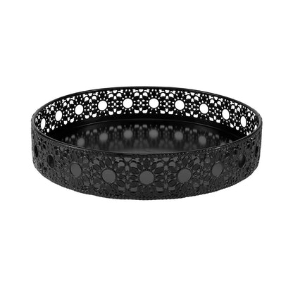 Round Storage Tray Stainless Steel 360° Revolving Turntable Kitchen Organizer Living Room Coffee Table Cosmetic Tray Home Decor