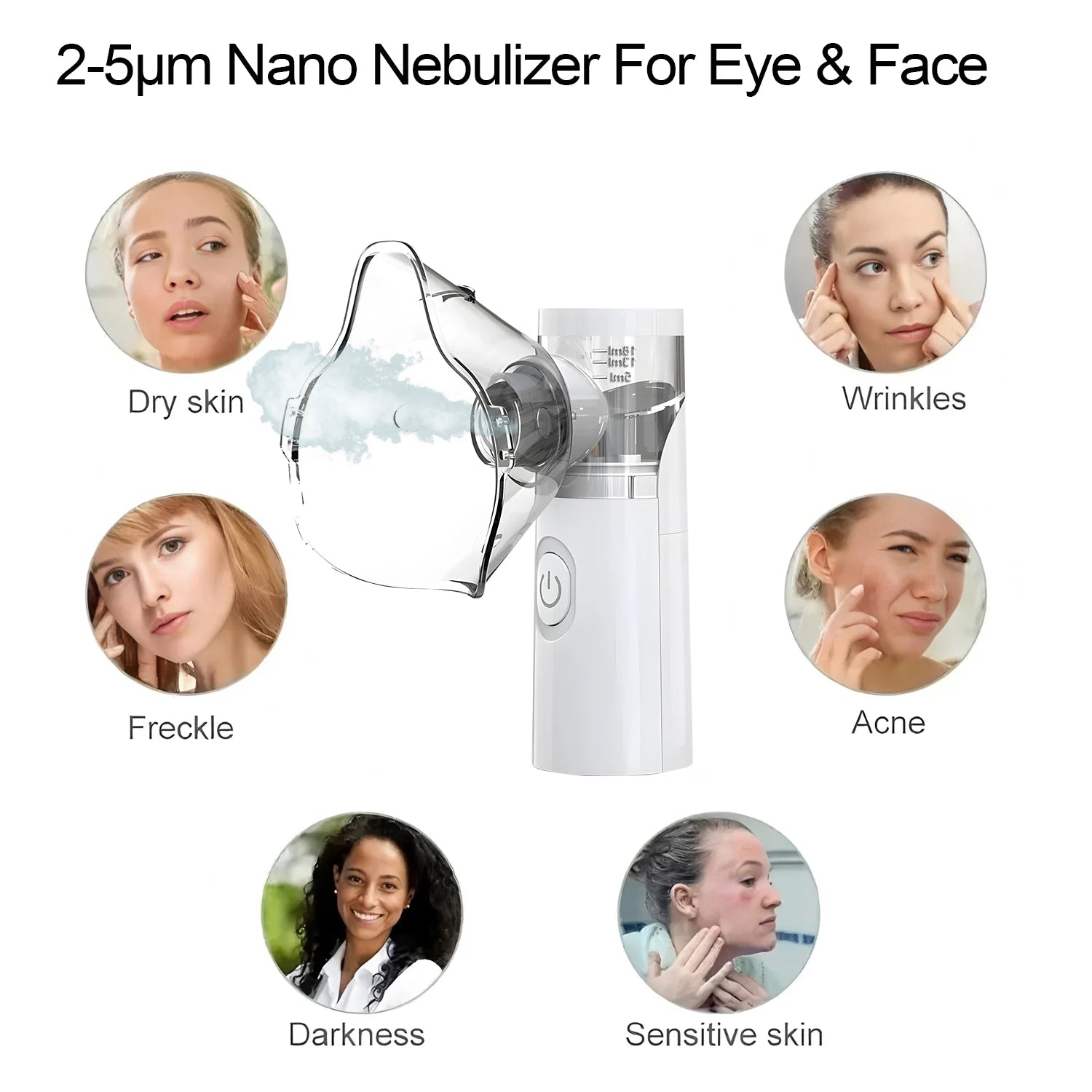 Compress Eye Steamer Relieve Fatigue Dry Eyes Moisturizing Heating Face Eye Massager Mask Humidifier Mist Nano Sprayer
