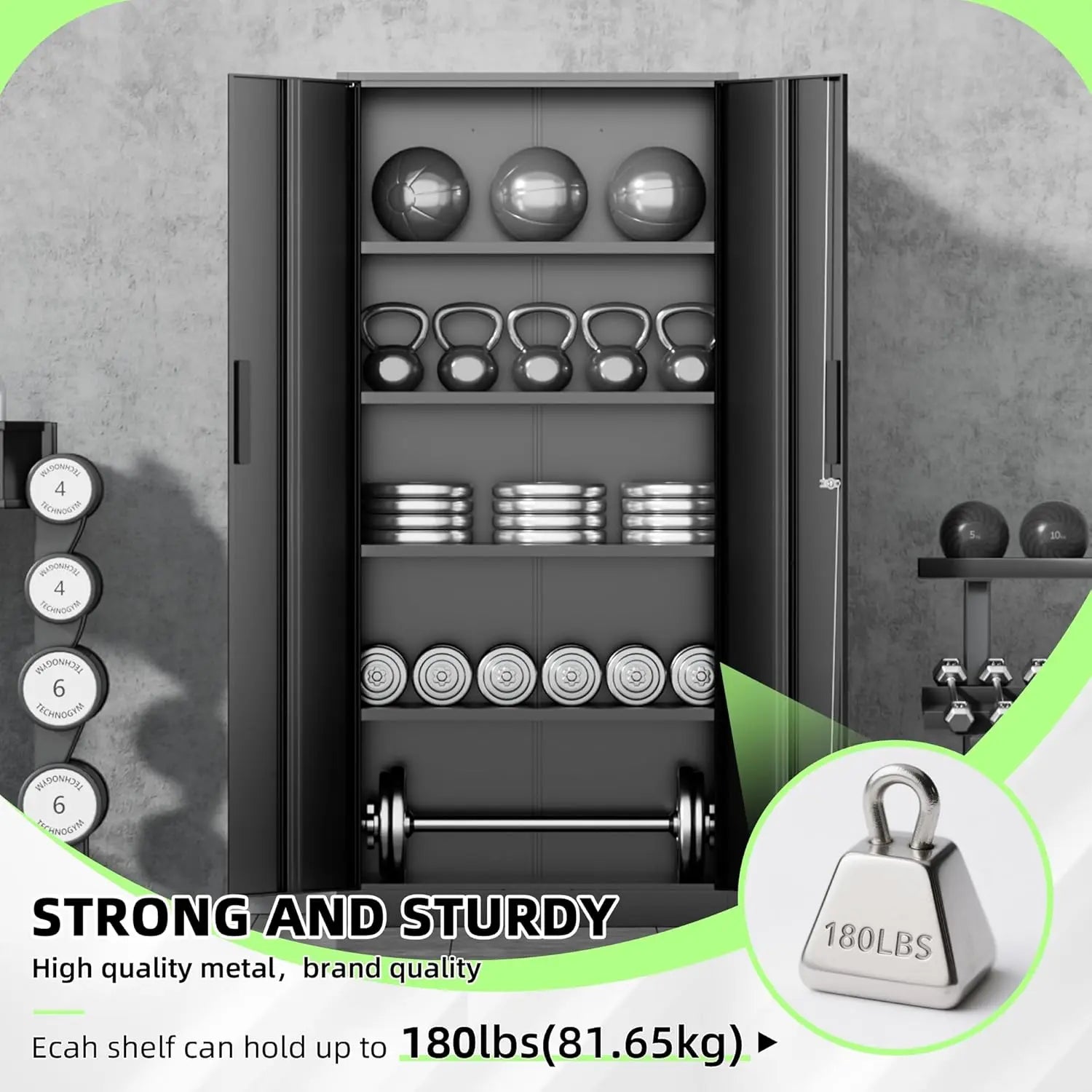 Metal Storage Cabinets with Lock, Tool Cabinet, 72" Locking Steel Storage, Tall Locker Organizer Garage Cabinets, Customized