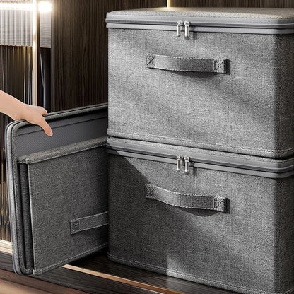 Foldable Storage Box with Cover,Clothes Storage Box with Zipper,Large Capacity Quilt Storage Box Wardrobe Underwear Organizer Bo