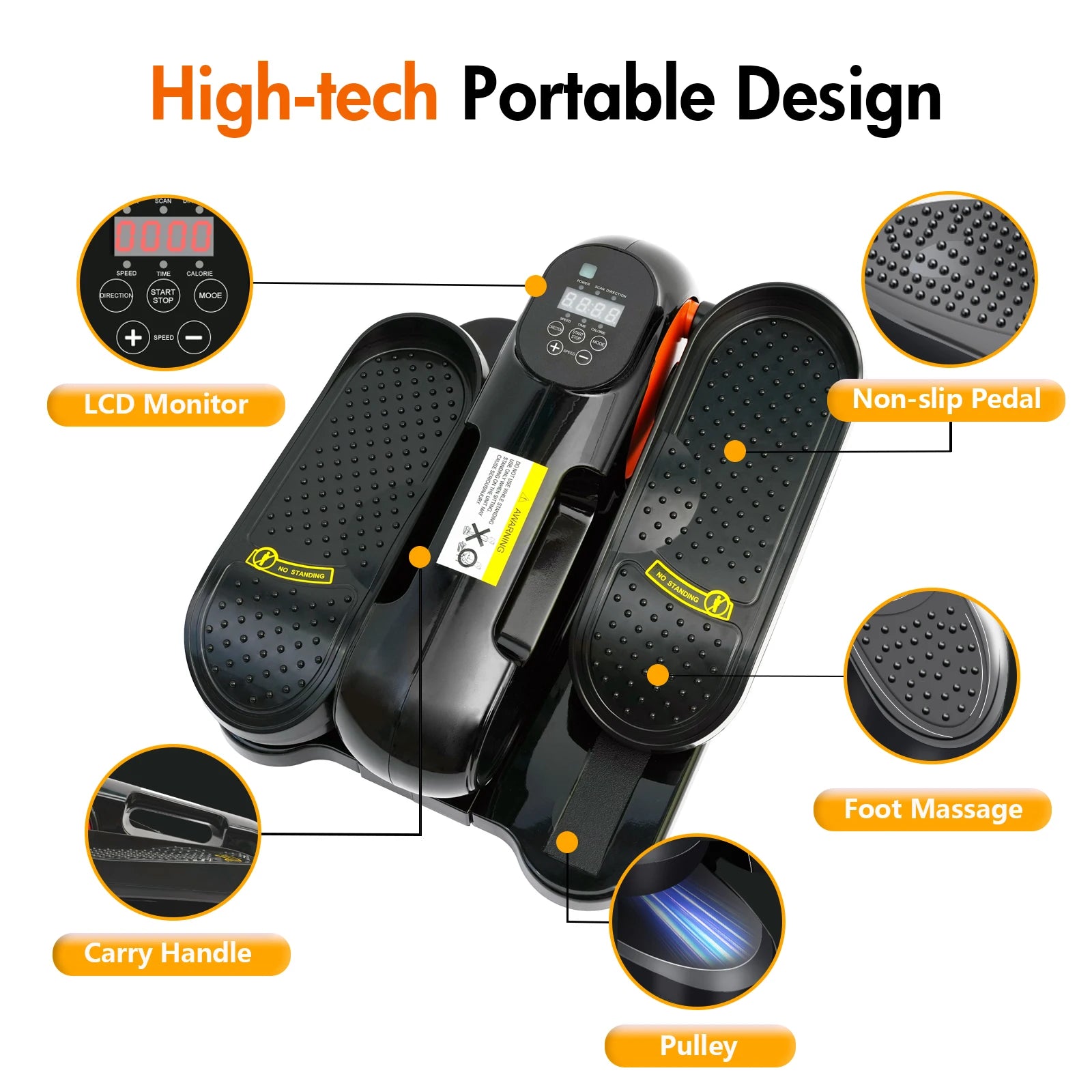 Under-Desk Elliptical Machine Leg Exerciser for Seniors Portable Fully Assembled Quiet Electric Seated Pedal Exerciser 12-Speed