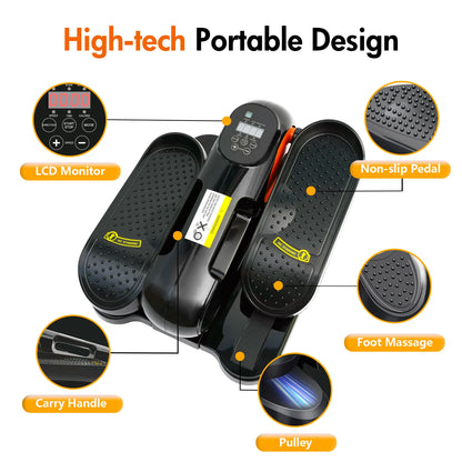 Under-Desk Elliptical Machine Leg Exerciser for Seniors Portable Fully Assembled Quiet Electric Seated Pedal Exerciser 12-Speed