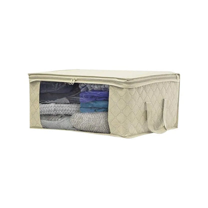 1/3pcs Large Capacity Clothing Storage Box Folding Non Woven Fabric Quilts Clothes Organizer Case With Zipper Organizers