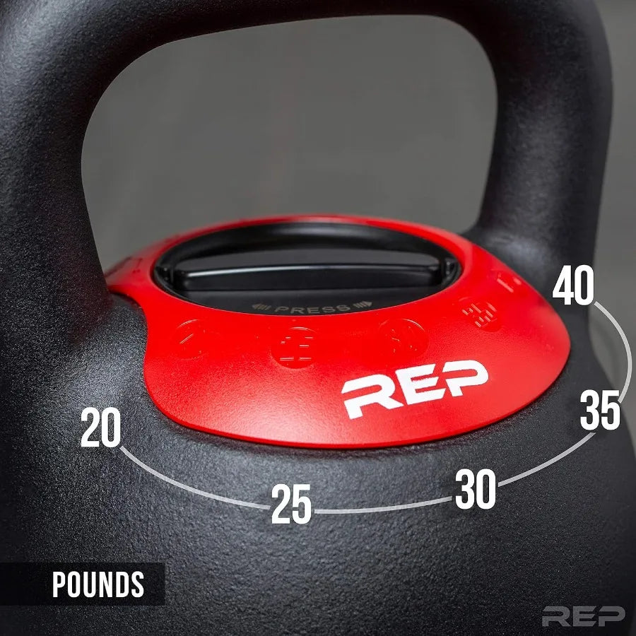 40LB Fitness Adjustable Kettlebell | Weight Set for Home Gym | Strength Training Equipment for Men &amp; Women | Compact Steel Bell