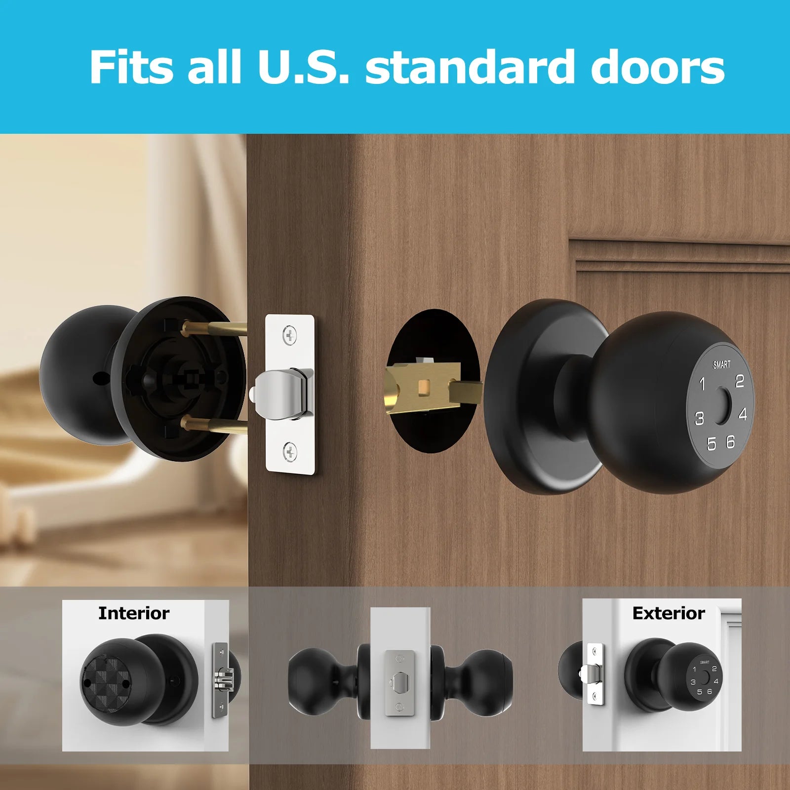 Viladepot Smart Lock Fingerprint Door Lock App Control TYPE-C Interface Passcode Unlock Electronic Touchscreen Keypad Indoor