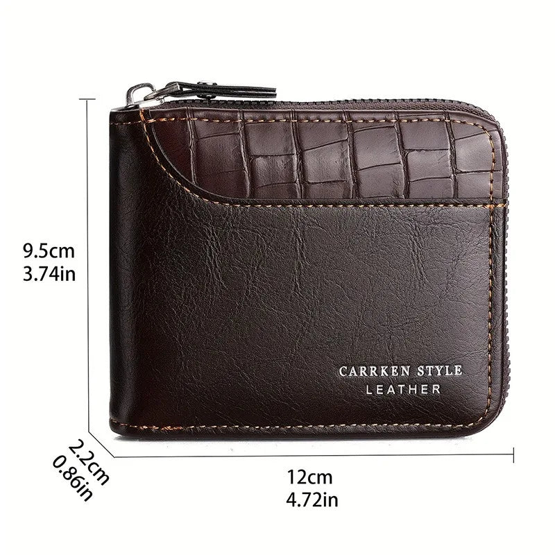 Leather Men’s Wallet Luxury Mens Purse Male Zipper Card Holders With Coin Pocket Rfid Wallets Gifts For Men Money Bag NEW