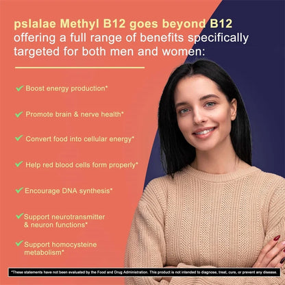 Vitamin B12 - 5000 MCG Supplement -Benefits Brain &amp; Heart Function, Supports Memory, Learning, Helps Boost Natural Energy