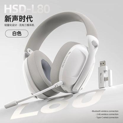 SmailWolf-L80 Bluetooth wireless three-mode headphones headset lightweight headset 2.4G gaming headsets sports bass