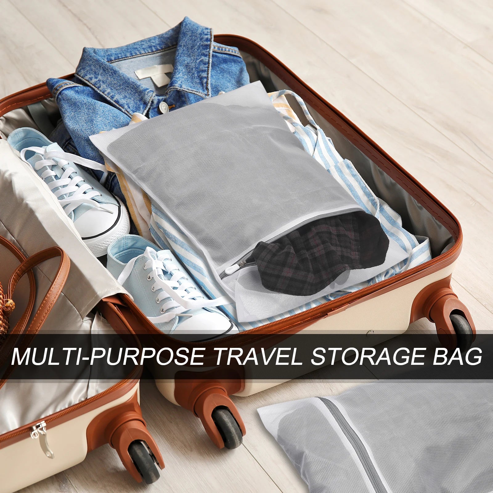 2/3/5pcs Mesh Wash Bag Mesh Laundry Bags Travel Storage Organize Bags with Zipper for Delicate Clothing Laundry Stocking