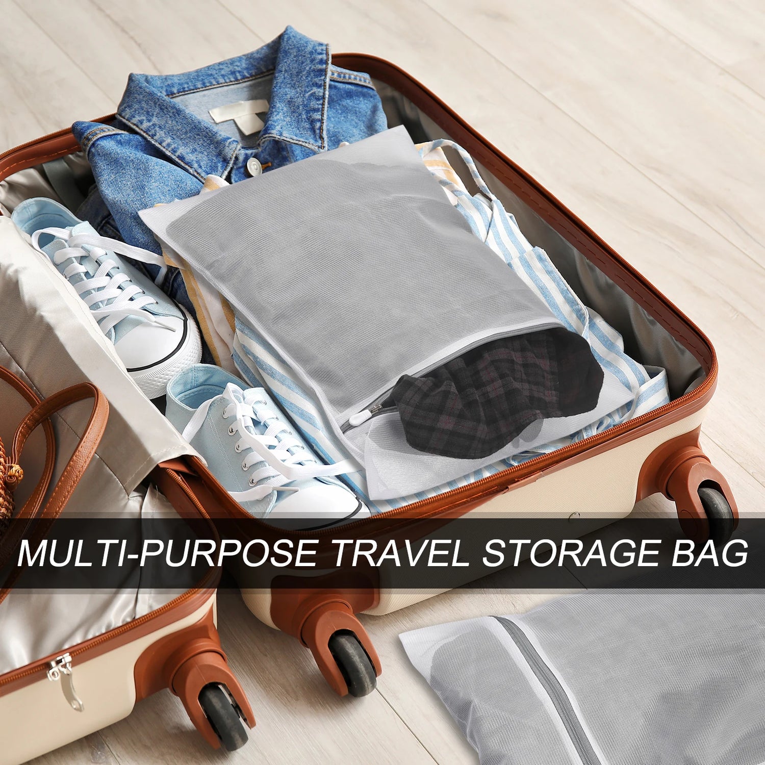 2/3/5pcs Mesh Wash Bag Mesh Laundry Bags Travel Storage Organize Bags with Zipper for Delicate Clothing Laundry Stocking