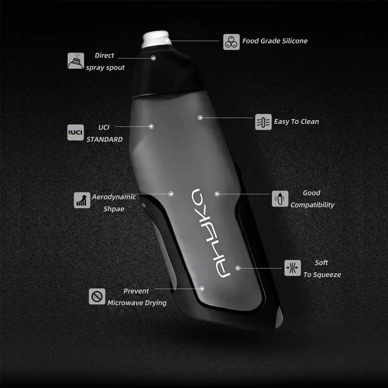 AhyKa Aerodynamic Water Bottle Set 600ml Big Capacity Food Grade PP5 Bottle With Ultralight Carbon Bottle Cage Bike Accessories