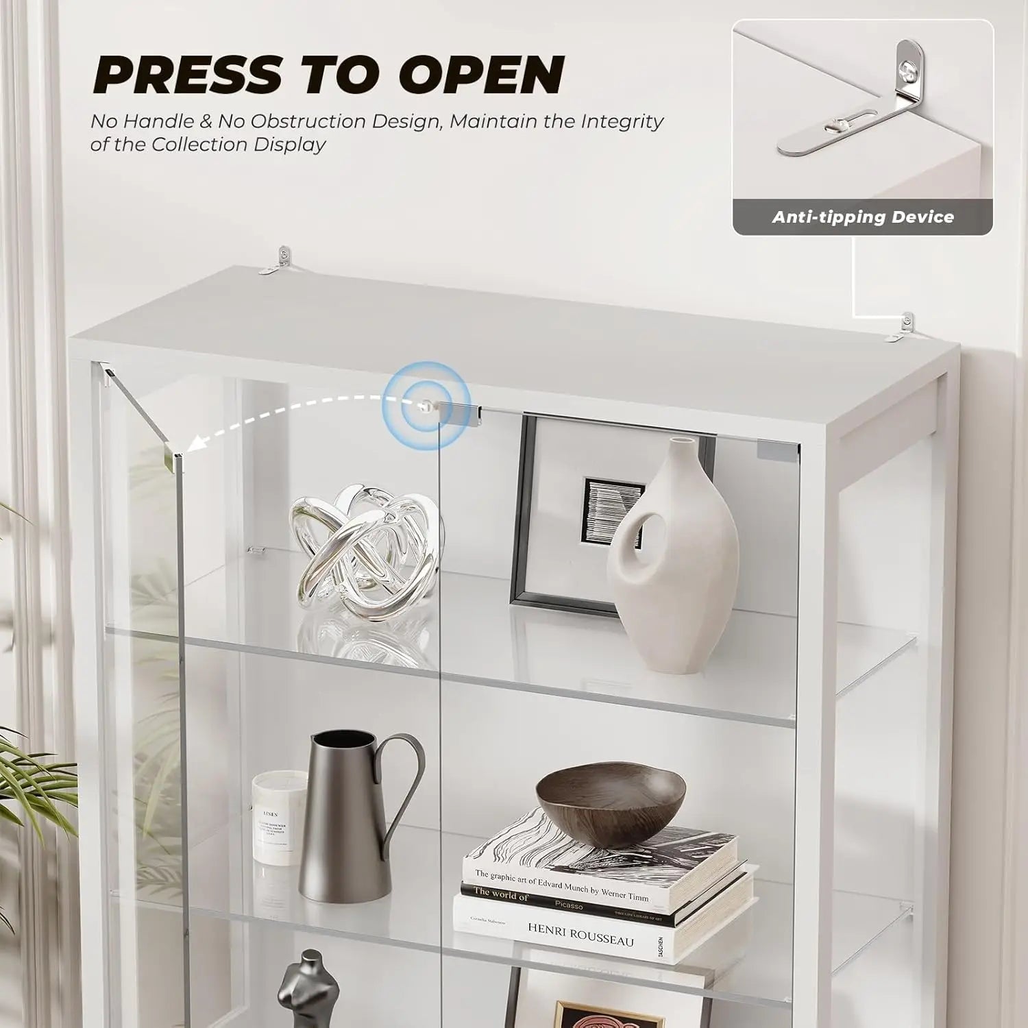 Display Cabinet with Glass Door, 6-Tier 71" Curio Cabinet with 3 Color Lights for Collectibles, Display Case with Adjustable Gla