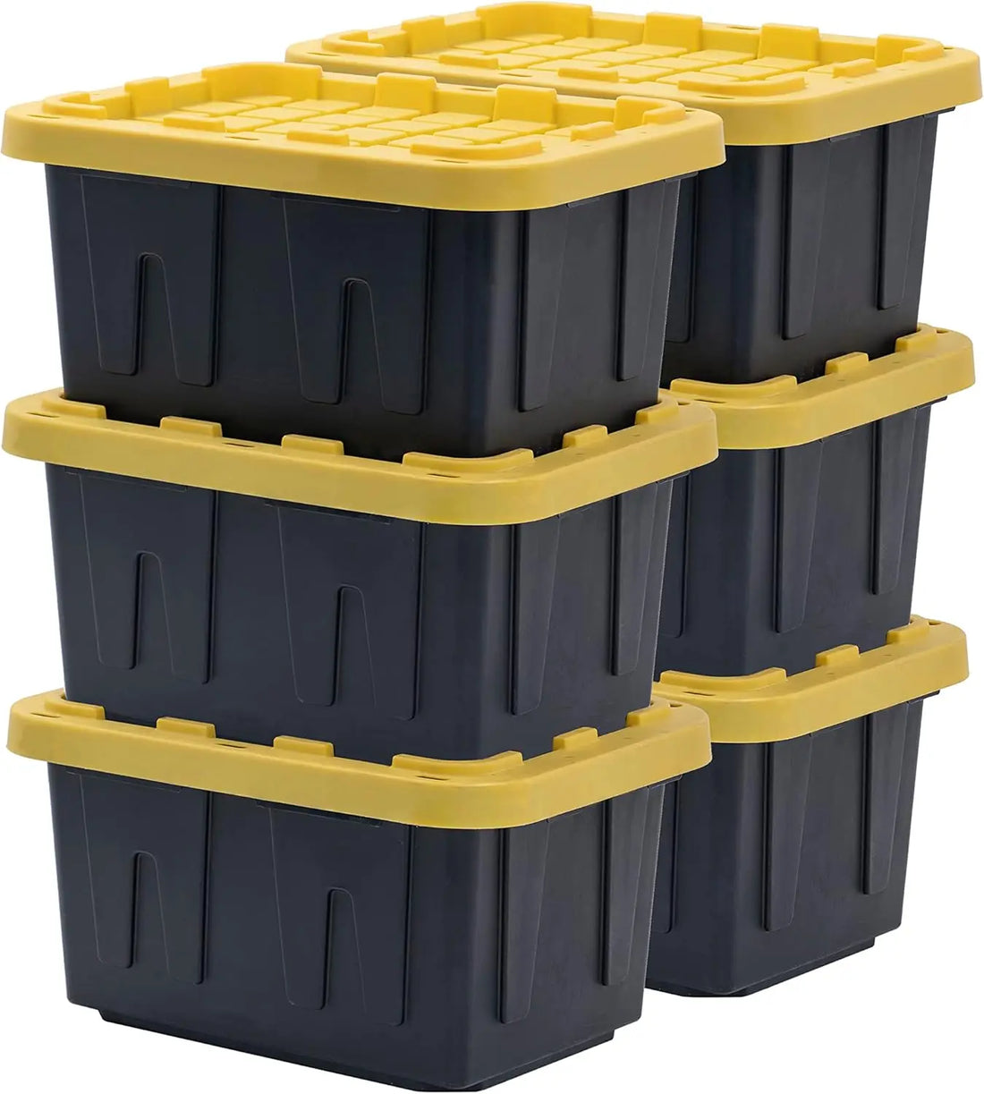 5GL Heavy Duty Tough Storage Container &amp; Snap-Tight Lid,8.6"H*12.3"W*16.4"D,Weather-Resistant Design and Stackable[6 Pack]