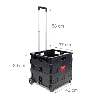 Black Foldable Shopping Trolley 35 kg Capacity
