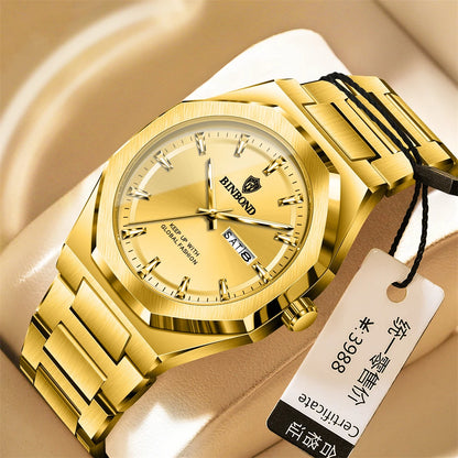 BINBOND Luxury Quartz Man Wristwatch Sport Men Watches Waterproof Luminous Date Week Stainless Steel Men&