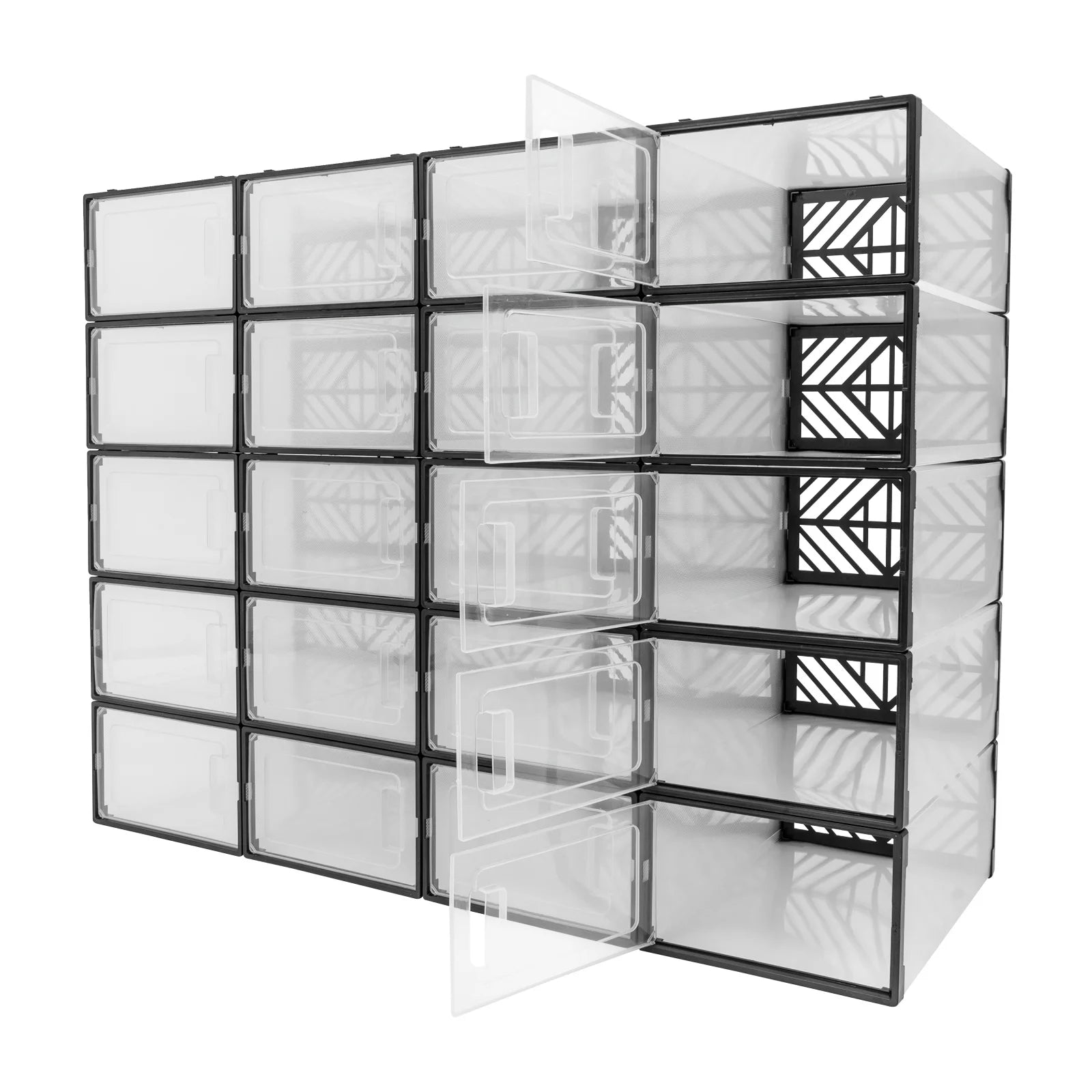 20 Pcs Shoe Storage Box Transparent PP Plastic Shoe Cabinet Moisture &amp; Dust Proof Modern Organizer Black/White