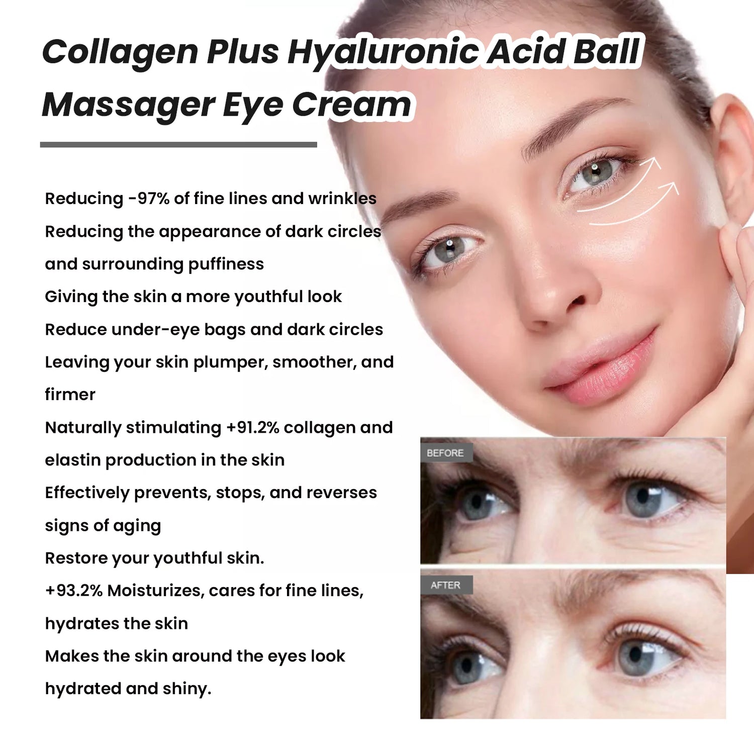 EELHOE Collagen Care Eye Cream Fades Fine Lines, Tightens the Eye Area, Moisturizes and Nourishes the Skin, Eye Care Cream