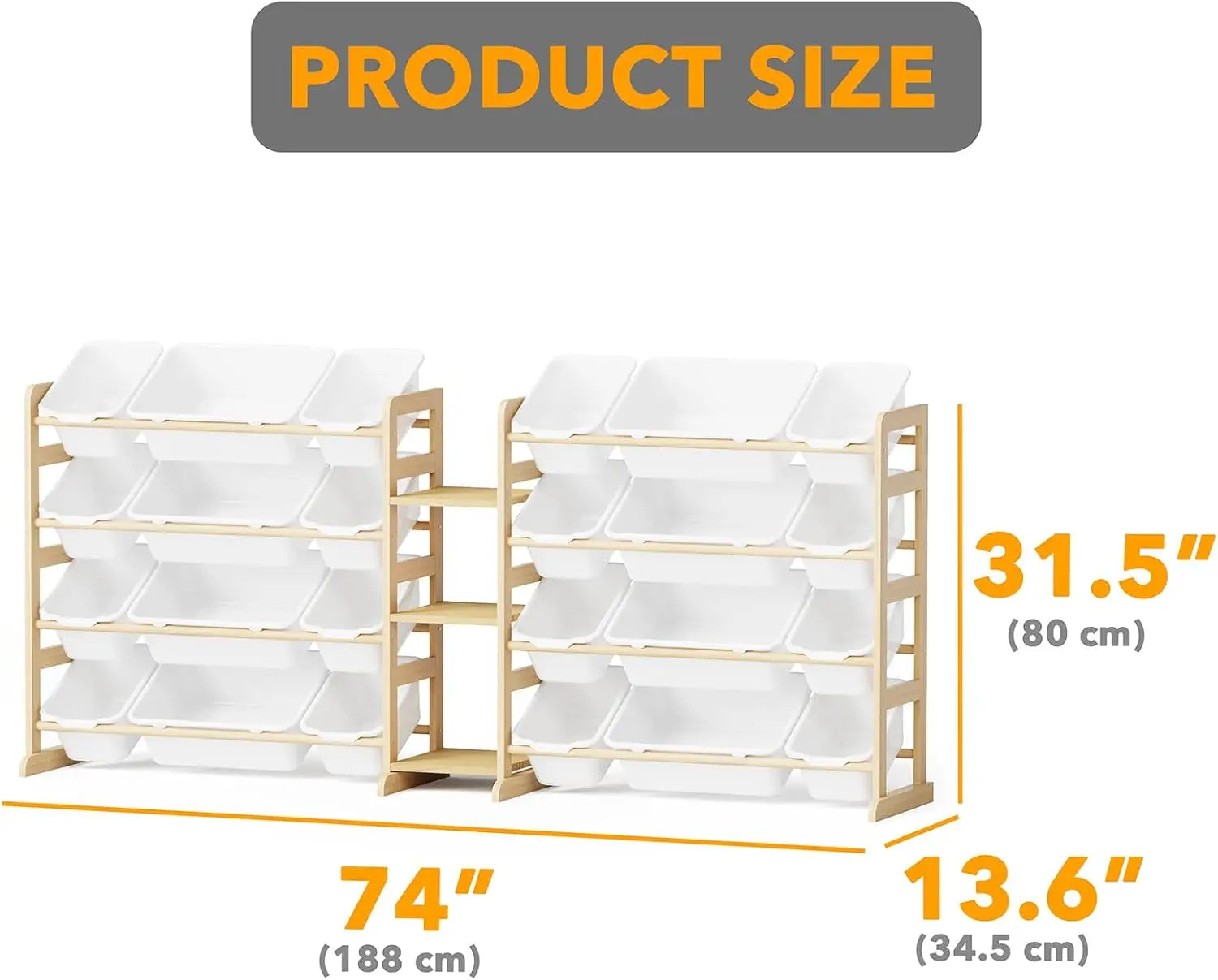 Large Toy Storage Organizer with 24 Bins and 3 Shelves for Kids Bedroom Playroom Organization, White