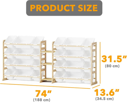 Large Toy Storage Organizer with 24 Bins and 3 Shelves for Kids Bedroom Playroom Organization, White