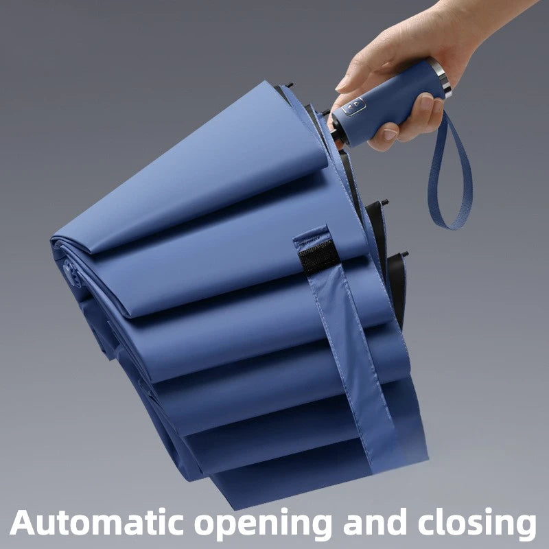 Windproof Automatic Folding Umbrella, 125CM Diameter Large Rain Umbrella, Sun UV UPF50+ Protection Umbrellas for Man and Women